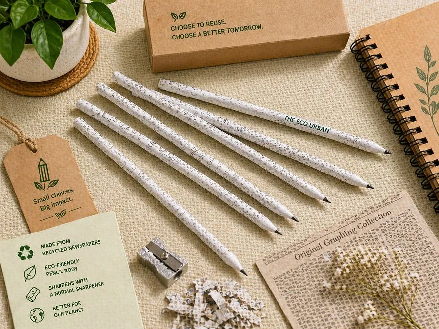 Recycled newspaper pencils image