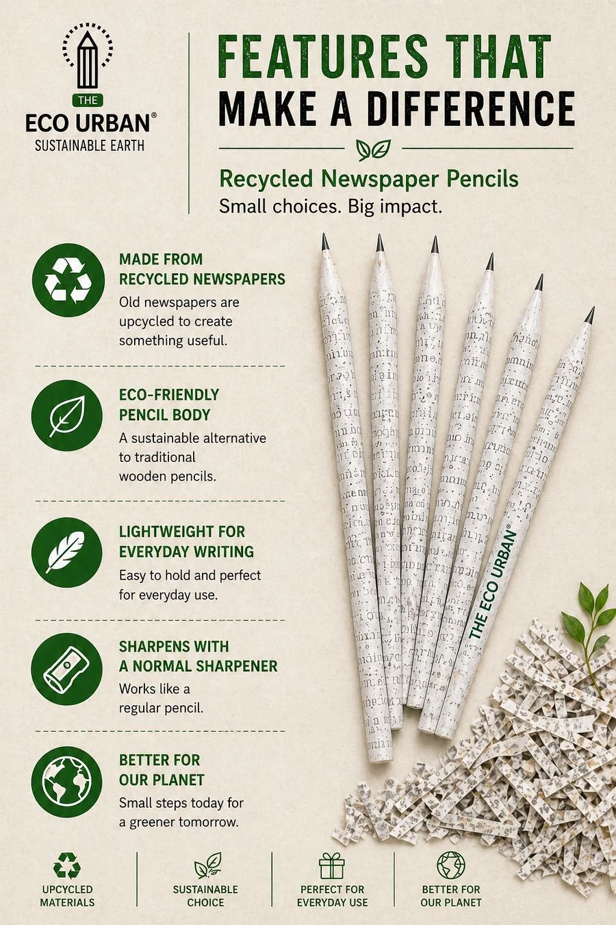 Recycled newspaper pencils image