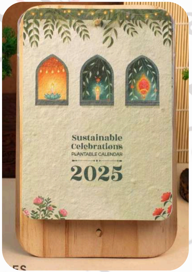 Plantable Seed Paper Calendar with Wooden Stand by The Eco Urban